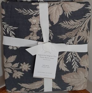 Pottery Barn Augustine 100% Linen Queen Duvet Cover & 1 Standard Sham